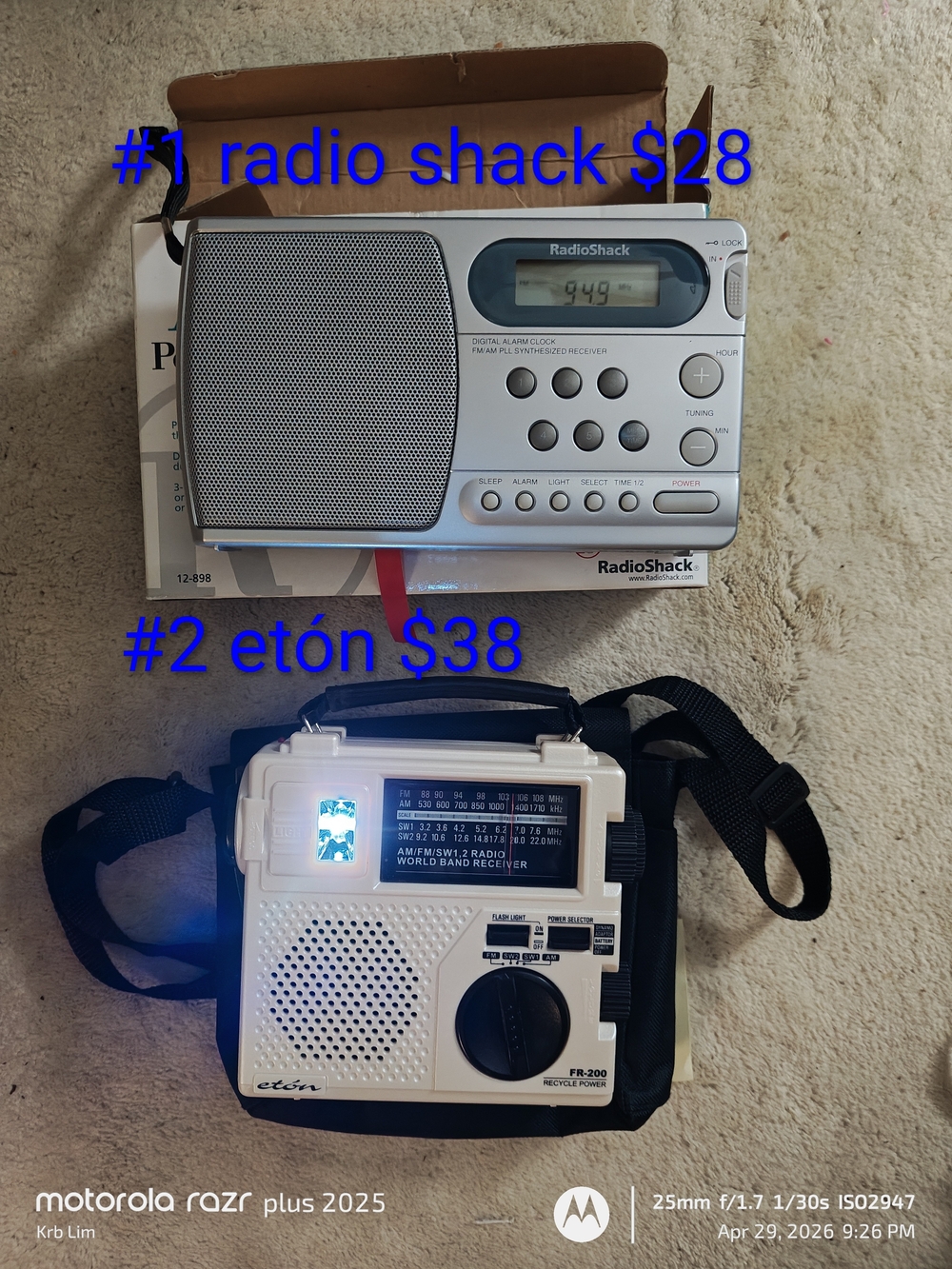 Portable AM/FM Clock Radio